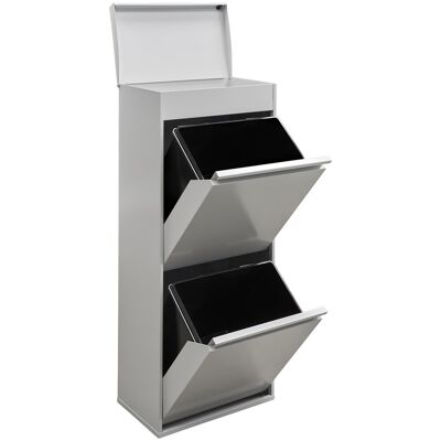 Arregui Top Cubo De Basura Y Reciclaje De 2 Compartimentos Con Cajón Superior, 2x23 L (46 L), Con Cubetas De Alta Capacidad, Contenedores De Reciclaje De Cocina, Gris Cr422-b2 Arregui Top Cubo De Basura Y Reciclaje De 2 Compartimentos Con Cajón Superior, 2x23 L (46 L), Con Cubetas De Alta Capacidad, Contenedores De Reciclaje De Cocina, Gris Cr422-b2