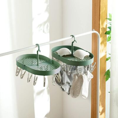 OEM Paquete De 2 Tendederos Colgantes, Tendedero Para Calcetines, Tendedero Plegable De Plástico Con Gancho Giratorio De 360° Para Ropa Interior, Calcetines, Tendedero Con 14 Pinzas Para La Ropa (verde) - OEM Paquete De 2 Tendederos Colgantes, Tendedero Para Calcetines, Tendedero Plegable De Plástico Con Gancho Giratorio De 360° Para Ropa Interior, Calcetines, Tendedero Con 14 Pinzas Para La Ropa (verde) -