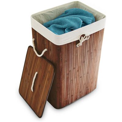 RELAXDAYS 2 Cestos Ropa Sucia Plegable, Cubo Colada Rectangular Con Tapa, Bambú, 83l, 65,5 X 43,5 X 33,5 Cm, Marrón RELAXDAYS 2 Cestos Ropa Sucia Plegable, Cubo Colada Rectangular Con Tapa, Bambú, 83l, 65,5 X 43,5 X 33,5 Cm, Marrón