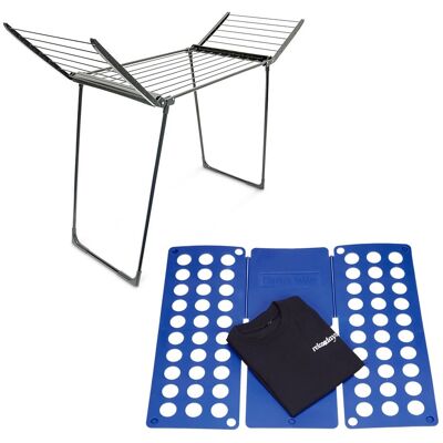 RELAXDAYS Juego De 2 Piezas Para El Hogar, Tendedero Plegable, 13 M De Secado, Tablón Grande Para Camisas Y Camisetas RELAXDAYS Juego De 2 Piezas Para El Hogar, Tendedero Plegable, 13 M De Secado, Tablón Grande Para Camisas Y Camisetas