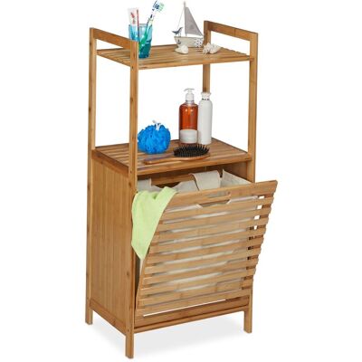 Estantería Cesto Ropa Sucia Bambú, Armario Colada 2 Baldas, Cesta Lavandería, 100 X 45,5 X 33,5 Cm, Natural - Relaxdays Estantería Cesto Ropa Sucia Bambú, Armario Colada 2 Baldas, Cesta Lavandería, 100 X 45,5 X 33,5 Cm, Natural - Relaxdays