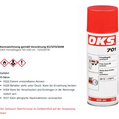 Oks - 700/701 - Lubrificante Sintético Envasdo : Bomba Aerosol 400 Ml (por 12) Oks - 700/701 - Lubrificante Sintético Envasdo : Bomba Aerosol 400 Ml (por 12)