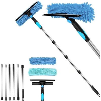 LIIYIELA (azul) Limpiacristales Profesional 2 En 1, Kit De Limpieza De Ventanas Con 2 Paños De Microfibra Y Mango Telescópico. LIIYIELA (azul) Limpiacristales Profesional 2 En 1, Kit De Limpieza De Ventanas Con 2 Paños De Microfibra Y Mango Telescópico.