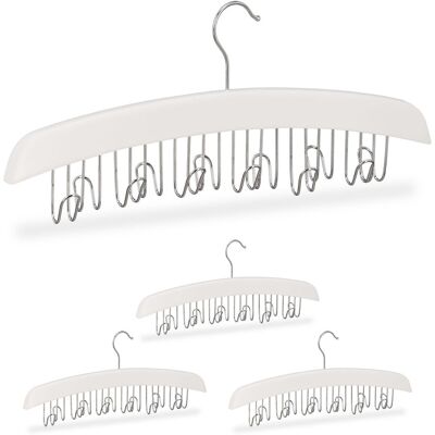 RELAXDAYS Set 4 Perchas Cinturones 12 Ganchos, Colgador Giro 360° Para Accesorios, Madera, 17,5 X 43 X 5,5 Cm, Blanco Y Plateado RELAXDAYS Set 4 Perchas Cinturones 12 Ganchos, Colgador Giro 360° Para Accesorios, Madera, 17,5 X 43 X 5,5 Cm, Blanco Y Plateado