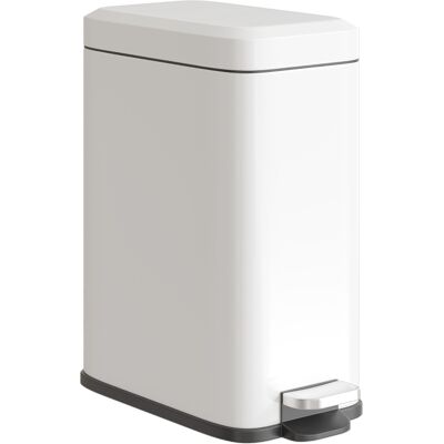 JHY DESIGN Papelera De Pedal De 5 Litros, Papelera Cosmética, Papelera Con Tapa Y Pedal, Contenedor De Residuos Con Cubo Interior, Papelera De Baño Para Salón, Oficina, Metal, Blanco JHY DESIGN Papelera De Pedal De 5 Litros, Papelera Cosmética, Papelera Con Tapa Y Pedal, Contenedor De Residuos Con Cubo Interior, Papelera De Baño Para Salón, Oficina, Metal, Blanco