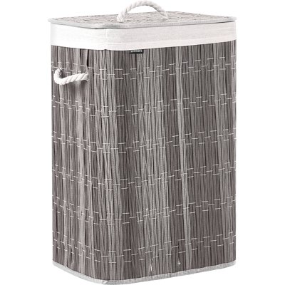 BELIANI Cesto Para La Ropa Sucia Plegable Con Tapa Forro Extraíble Hecho A Mano Cuarto De Baño 72l Gris Trancura BELIANI Cesto Para La Ropa Sucia Plegable Con Tapa Forro Extraíble Hecho A Mano Cuarto De Baño 72l Gris Trancura