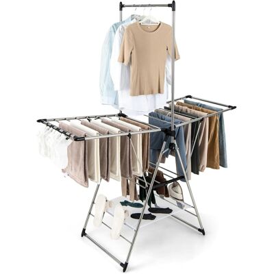Costway - Tendedero Plegable De Aluminio De 6 Niveles, Tendedero De Estilo Ala De Gaviota Con Altura Ajustable, Clips Laterales, Para Ropa, Toallas, Zapatos, Calcetines Costway - Tendedero Plegable De Aluminio De 6 Niveles, Tendedero De Estilo Ala De Gaviota Con Altura Ajustable, Clips Laterales, Para Ropa, Toallas, Zapatos, Calcetines