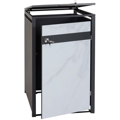 Décoshop26 - Cobertizo Para Cubos De Basura Con Puerta Con Cerradura, Aspecto Mármol Antracita Claro 040005695 Décoshop26 - Cobertizo Para Cubos De Basura Con Puerta Con Cerradura, Aspecto Mármol Antracita Claro 040005695