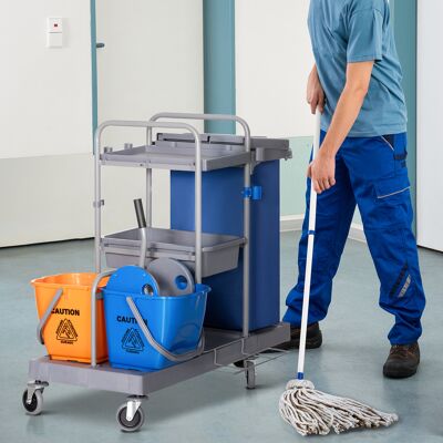 TORMATOR Carro De Limpieza Con Bolsa De Basura Cubos De Fregar De 18l Escurridor De Prensa Estantes 111x63,3x103 Cm Multicolor TORMATOR Carro De Limpieza Con Bolsa De Basura Cubos De Fregar De 18l Escurridor De Prensa Estantes 111x63,3x103 Cm Multicolor