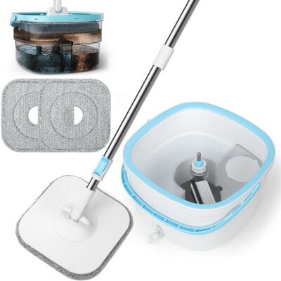 GOTRAYS Juego De Fregona Y Cubo De 130 Cm Con Escurridor, Sistema De Filtro 2 En 1 Que Separa La Suciedad Del Agua Limpia, Fregona De Microfibra Para Suelos Y Ventanas, Fregona De Limpieza Con 2 Almohadillas GOTRAYS Juego De Fregona Y Cubo De 130 Cm Con Escurridor, Sistema De Filtro 2 En 1 Que Separa La Suciedad Del Agua Limpia, Fregona De Microfibra Para Suelos Y Ventanas, Fregona De Limpieza Con 2 Almohadillas