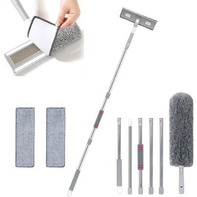 SANS MARQUE (gris) Limpiacristales De 207 Cm Con Mango Telescópico, Limpiacristales 4 En 1 Con 2 Paños Para Limpiar Ventanas Interiores Altas. SANS MARQUE (gris) Limpiacristales De 207 Cm Con Mango Telescópico, Limpiacristales 4 En 1 Con 2 Paños Para Limpiar Ventanas Interiores Altas.