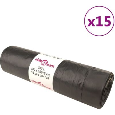 Vidaxl Bolsas De Basura Con Cierre De Cordón 150 Unidades Negras 240 L Vidaxl Bolsas De Basura Con Cierre De Cordón 150 Unidades Negras 240 L