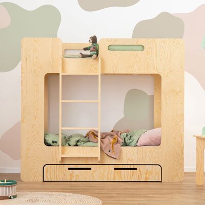 PETITS-MEUBLES Lit Superposé 90x200 Échelle À Gauche Sommier Et Tiroir Inclus Quentin Bois PETITS-MEUBLES Lit Superposé 90x200 Échelle À Gauche Sommier Et Tiroir Inclus Quentin Bois