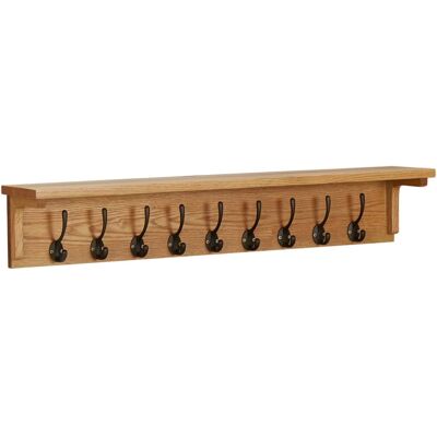 DÉCOSHOP26 Perchero De Pared 90x16x16 Cm Con 9 Ganchos En Madera Maciza De Roble Dec024239 DÉCOSHOP26 Perchero De Pared 90x16x16 Cm Con 9 Ganchos En Madera Maciza De Roble Dec024239