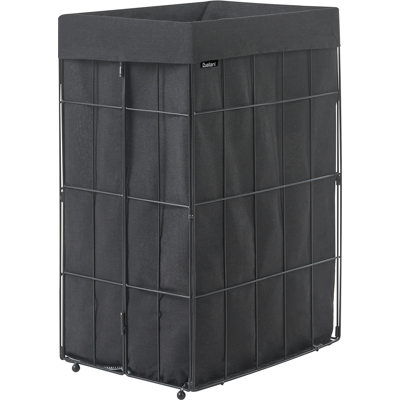 BELIANI Cesto Para La Ropa Sucia Plegable Estructura De Metal Forro De Tela Hecho A Mano Cuarto De Baño 72l Negro Culpina BELIANI Cesto Para La Ropa Sucia Plegable Estructura De Metal Forro De Tela Hecho A Mano Cuarto De Baño 72l Negro Culpina