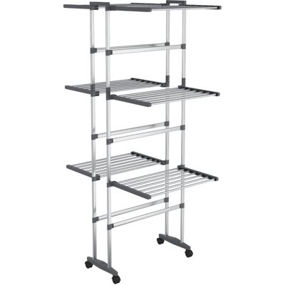 Vidaxl - Tendedero De 3 Niveles Con Ruedas Plateado 60x70x129 Cm Vidaxl - Tendedero De 3 Niveles Con Ruedas Plateado 60x70x129 Cm