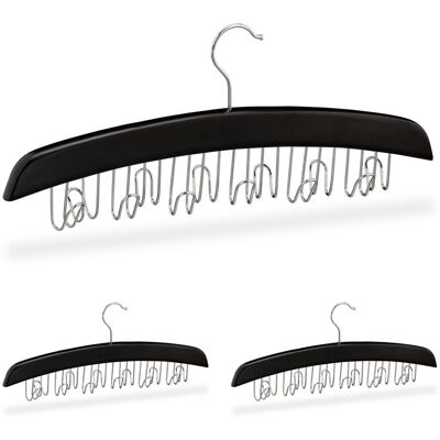 RELAXDAYS Set 3 Perchas Cinturones 12 Ganchos, Colgador Giratorio Para Accesorios, Madera, 17,5 X 43 X 5,5 Cm, Negro Y Plateado RELAXDAYS Set 3 Perchas Cinturones 12 Ganchos, Colgador Giratorio Para Accesorios, Madera, 17,5 X 43 X 5,5 Cm, Negro Y Plateado
