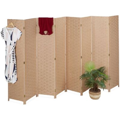 Relaxdays Biombo Separador, 170 X 320 Cm, Plegable 8 Paneles, Madera Y Cordón De Papel, Natural Relaxdays Biombo Separador, 170 X 320 Cm, Plegable 8 Paneles, Madera Y Cordón De Papel, Natural