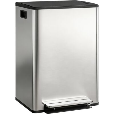 LIIYIELA Cubo De Basura De Doble Compartimento 2 X 30 L, Cubo De Cocina Con Pedal, Tapa De Cierre Suave, 47,5 X 37,5 X 67 Cm, Plateado LIIYIELA Cubo De Basura De Doble Compartimento 2 X 30 L, Cubo De Cocina Con Pedal, Tapa De Cierre Suave, 47,5 X 37,5 X 67 Cm, Plateado