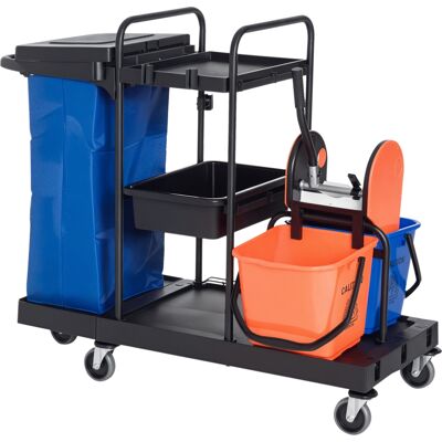 IROVAMI Carro De Limpieza, Carro De Lavado, Carro De Secado, Carro De Sistema Flexible De 4 Ruedas. Negro + Azul + Naranja. 111 × 63,3 × 103 Cm IROVAMI Carro De Limpieza, Carro De Lavado, Carro De Secado, Carro De Sistema Flexible De 4 Ruedas. Negro + Azul + Naranja. 111 × 63,3 × 103 Cm