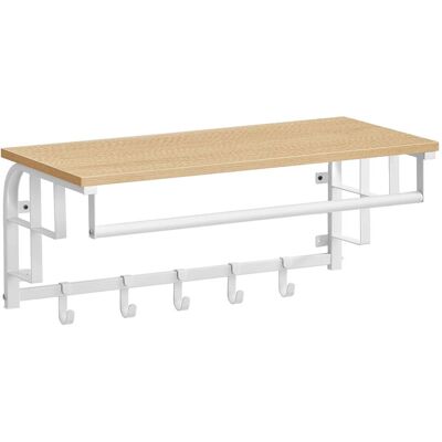 HELLOSHOP26 Perchero De Pared Con Estante De Almacenamiento Estante De Pared Con 5 Ganchos Extraíbles Estante Colgante Con Barra Para Pasillo Dormitorio Baño Salón Blanco 120007124 HELLOSHOP26 Perchero De Pared Con Estante De Almacenamiento Estante De Pared Con 5 Ganchos Extraíbles Estante Colgante Con Barra Para Pasillo Dormitorio Baño Salón Blanco 120007124