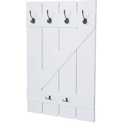 Décoshop26 - Perchero De Pared Paneles Decorativos Con 6 Ganchos 91x60cm Blanco 040001011 Décoshop26 - Perchero De Pared Paneles Decorativos Con 6 Ganchos 91x60cm Blanco 040001011