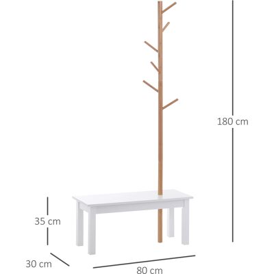 LIIYIELA Perchero De Pie Con Banco Colgador Tipo Árbol Moderno 6 Ganchos Para Colgar Ropa Bolsa Pasillo Entrada Bambú Y Mdf 80x30x180cm LIIYIELA Perchero De Pie Con Banco Colgador Tipo Árbol Moderno 6 Ganchos Para Colgar Ropa Bolsa Pasillo Entrada Bambú Y Mdf 80x30x180cm