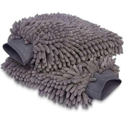 XISRENS Guante De Lavado De Microfibra De Lujo Para Limpieza De Coches, Paquete De 2, Gris, 30 Cm De Largo X 20 Cm De Ancho XISRENS Guante De Lavado De Microfibra De Lujo Para Limpieza De Coches, Paquete De 2, Gris, 30 Cm De Largo X 20 Cm De Ancho