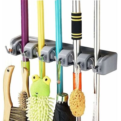 OEM Soporte De Pared Multiusos Para Escobas, Perchero Para Lavadero, Cocina, Baño, Garaje Y Jardín (5 Ranuras Y 6 Ganchos). OEM Soporte De Pared Multiusos Para Escobas, Perchero Para Lavadero, Cocina, Baño, Garaje Y Jardín (5 Ranuras Y 6 Ganchos).