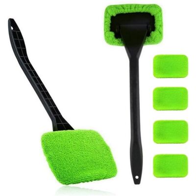 OEM Cepillo De Limpieza Con Mango + 4 Paños De Microfibra De Repuesto - Kit De Limpieza De Cristales Para Coche - Limpiador De Cristales Interiores Y Exteriores - Verde OEM Cepillo De Limpieza Con Mango + 4 Paños De Microfibra De Repuesto - Kit De Limpieza De Cristales Para Coche - Limpiador De Cristales Interiores Y Exteriores - Verde