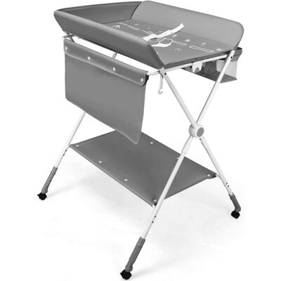 Costway Cambiador De Pañales Plegable Altura Ajustable Con Bolsa De Almacenamiento Y Ruedas Tendedero Cambiador Para Bebé (gris) Costway Cambiador De Pañales Plegable Altura Ajustable Con Bolsa De Almacenamiento Y Ruedas Tendedero Cambiador Para Bebé (gris)