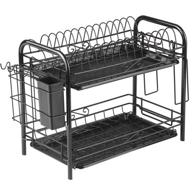 OEM Escurridor De Platos Multifuncional De 2 Niveles, Fabricado En Acero Al Carbono Resistente A La Corrosión, Con Ganchos Y Soporte Para Utensilios. OEM Escurridor De Platos Multifuncional De 2 Niveles, Fabricado En Acero Al Carbono Resistente A La Corrosión, Con Ganchos Y Soporte Para Utensilios.