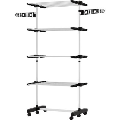 JHY DESIGN Tendedero De Ropa De 5 Niveles, Plegable, Con Sistema De Plegado Con Un Solo Clic, 142 Cm X 55 Cm X 172 Cm, Negro Y Plata. JHY DESIGN Tendedero De Ropa De 5 Niveles, Plegable, Con Sistema De Plegado Con Un Solo Clic, 142 Cm X 55 Cm X 172 Cm, Negro Y Plata.