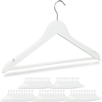 RELAXDAYS 50 X Perchas Ropa Madera, Ranuras, Barra Pantalón, Gancho Giratorio 360°, Colgadores Madera, 44,5 Cm De Ancho, Blanco RELAXDAYS 50 X Perchas Ropa Madera, Ranuras, Barra Pantalón, Gancho Giratorio 360°, Colgadores Madera, 44,5 Cm De Ancho, Blanco