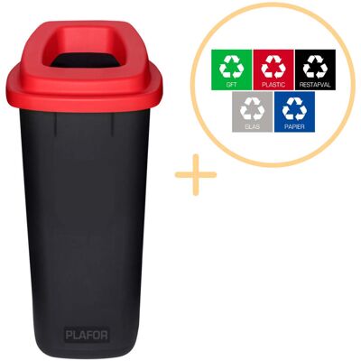 NORTHIX Contenedor De Basura Reciclable De 90 Litros Con Tapa Roja De Plástico NORTHIX Contenedor De Basura Reciclable De 90 Litros Con Tapa Roja De Plástico