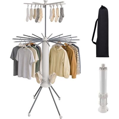 Tendedero Relaxdays Plegable Con Bolsa, Hxd 180x112 Cm, Paraguas, Acero Inox Y Plástico, Blanco/gris Tendedero Relaxdays Plegable Con Bolsa, Hxd 180x112 Cm, Paraguas, Acero Inox Y Plástico, Blanco/gris