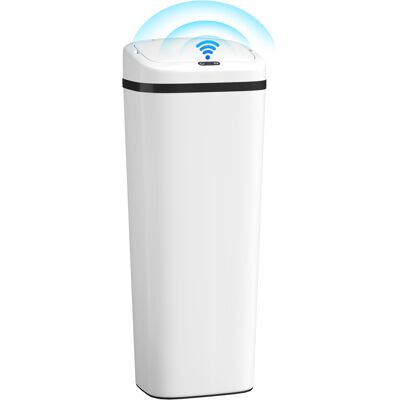 LIIYIELA Cubo De Basura Automático De Acero Inoxidable De 50 Litros, Con Sensor De Movimiento Sin Contacto, 33 X 25 X 84 Cm, Blanco. LIIYIELA Cubo De Basura Automático De Acero Inoxidable De 50 Litros, Con Sensor De Movimiento Sin Contacto, 33 X 25 X 84 Cm, Blanco.