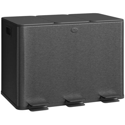 NORTHIX Cubo De Basura De Cocina De Acero Inoxidable De 60 Litros Con Triple Compartimento NORTHIX Cubo De Basura De Cocina De Acero Inoxidable De 60 Litros Con Triple Compartimento