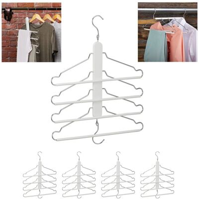 RELAXDAYS Set 5 Perchas Ahorra Espacio Con Varilla Colgar Pantalones, 4 Colgadores Camisas En 1, Trajes, Madera/metal, Blanco RELAXDAYS Set 5 Perchas Ahorra Espacio Con Varilla Colgar Pantalones, 4 Colgadores Camisas En 1, Trajes, Madera/metal, Blanco