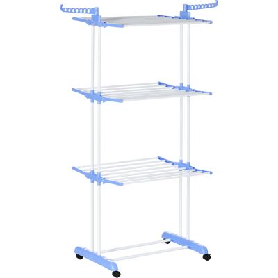 JHY DESIGN Tendedero Tipo Torre, 73 X 64 X 177 Cm, Extensible Con Ruedas, 4 Niveles, Para Uso Interior Y Exterior, Acero, Azul. JHY DESIGN Tendedero Tipo Torre, 73 X 64 X 177 Cm, Extensible Con Ruedas, 4 Niveles, Para Uso Interior Y Exterior, Acero, Azul.