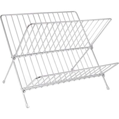 SANS MARQUE Escurridor De Platos. Un Escurridor De Platos Plegable De Gran Capacidad, De Dos Niveles Y Con Forma De X, Fabricado En Acero Inoxidable Con Un Diseño Minimalista. SANS MARQUE Escurridor De Platos. Un Escurridor De Platos Plegable De Gran Capacidad, De Dos Niveles Y Con Forma De X, Fabricado En Acero Inoxidable Con Un Diseño Minimalista.
