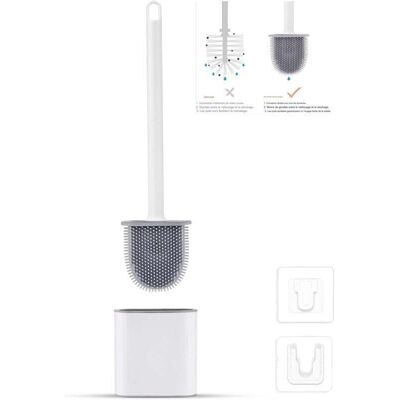 OEM Cepillo De Inodoro Plano De Silicona - Cepillo Y Soporte Para Inodoro, Antigoteo, Antibacteriano, Ventilado, De Secado Rápido E Inodoro, Para Montaje En Pared/suelo, Baño E Inodoro, Blanco - Crezuo OEM Cepillo De Inodoro Plano De Silicona - Cepillo Y Soporte Para Inodoro, Antigoteo, Antibacteriano, Ventilado, De Secado Rápido E Inodoro, Para Montaje En Pared/suelo, Baño E Inodoro, Blanco - Crezuo