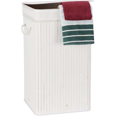 Relaxdays - 2 Cestos Ropa Sucia Con Tapa, Cubo Colada, Cuadrado, Canasta, Bambú, 70 L, 63 X 36 X 36 Cm, Blanco Relaxdays - 2 Cestos Ropa Sucia Con Tapa, Cubo Colada, Cuadrado, Canasta, Bambú, 70 L, 63 X 36 X 36 Cm, Blanco