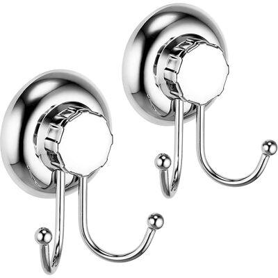 OEM Juego De 2 Ganchos De Doble Ventosa - Sistema De Vacío - No Requiere Perforación - Gancho Para Toallas Y Batas De Baño - Acero Inoxidable - Paquete De 2 OEM Juego De 2 Ganchos De Doble Ventosa - Sistema De Vacío - No Requiere Perforación - Gancho Para Toallas Y Batas De Baño - Acero Inoxidable - Paquete De 2