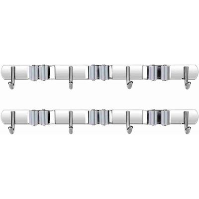 OEM Soporte De Pared Para Escobas Y Fregonas, Fabricado En Acero Inoxidable 304, Paquete De 2 Unidades Con 3 Abrazaderas Y 4 Ganchos, Color Gris, 40 X 9 X 6 Cm, Para La Organización En Cocina Y Baño. OEM Soporte De Pared Para Escobas Y Fregonas, Fabricado En Acero Inoxidable 304, Paquete De 2 Unidades Con 3 Abrazaderas Y 4 Ganchos, Color Gris, 40 X 9 X 6 Cm, Para La Organización En Cocina Y Baño.