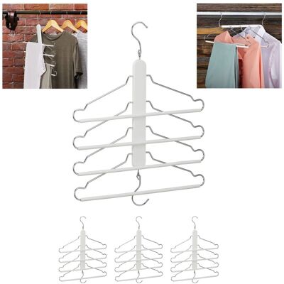 RELAXDAYS Set 4 Perchas Ahorra Espacio Con Varilla Colgar Pantalones, 4 Colgadores Camisas En 1, Trajes, Madera/metal, Blanco RELAXDAYS Set 4 Perchas Ahorra Espacio Con Varilla Colgar Pantalones, 4 Colgadores Camisas En 1, Trajes, Madera/metal, Blanco