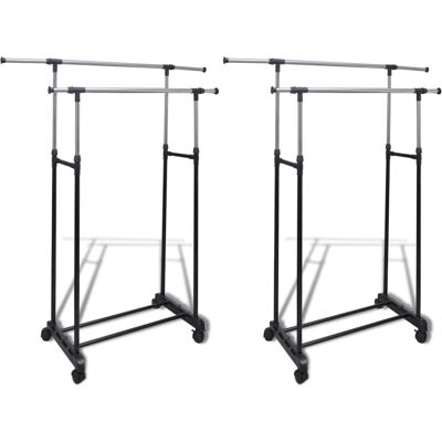 Perchero Ajustable Para Ropa 2 Barras 2 Unidades Vidaxl Negro Perchero Ajustable Para Ropa 2 Barras 2 Unidades Vidaxl Negro
