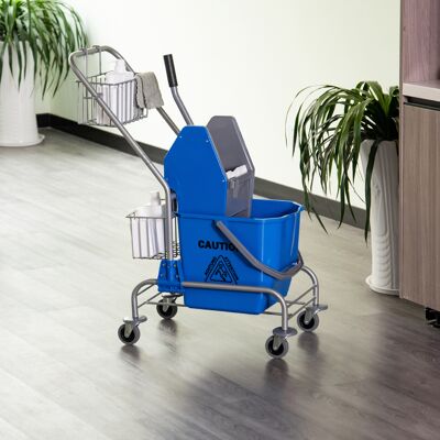 TORMATOR Cubo De Fregona 26 L Cubo Fregado Comercial Con Escurridor De Presión Hacia Abajo Ruedas Y Cestas De Almacenamiento 73x45x95 Cm Azul TORMATOR Cubo De Fregona 26 L Cubo Fregado Comercial Con Escurridor De Presión Hacia Abajo Ruedas Y Cestas De Almacenamiento 73x45x95 Cm Azul