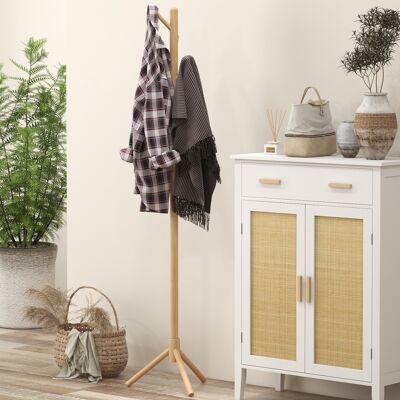 TORMATOR Perchero De Pie De Madera Forma De Árbol Con 8 Ganchos Para Colgar Ropa Bolsos En Pasillo Entrada 40x40x165 Cm Natural TORMATOR Perchero De Pie De Madera Forma De Árbol Con 8 Ganchos Para Colgar Ropa Bolsos En Pasillo Entrada 40x40x165 Cm Natural