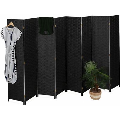 Relaxdays Biombo Separador 170x320 Cm, Plegable, 8 Paneles, Madera, Cordón De Papel, Negro Relaxdays Biombo Separador 170x320 Cm, Plegable, 8 Paneles, Madera, Cordón De Papel, Negro